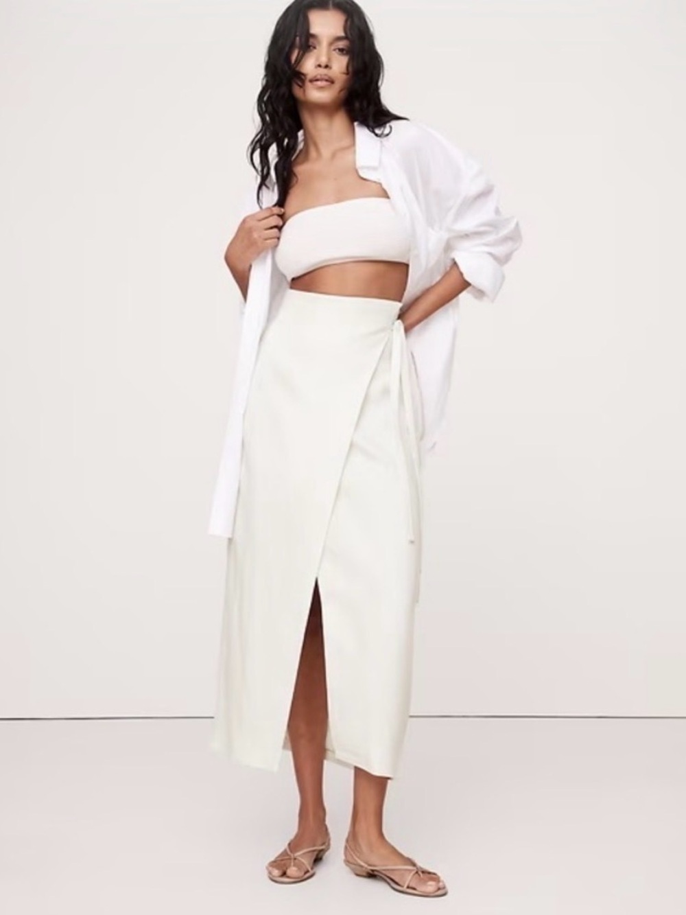 Banana Republic Cream Wrap Maxi Skirt